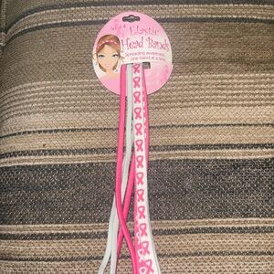Pink Ribbon Elastic Headbands Set